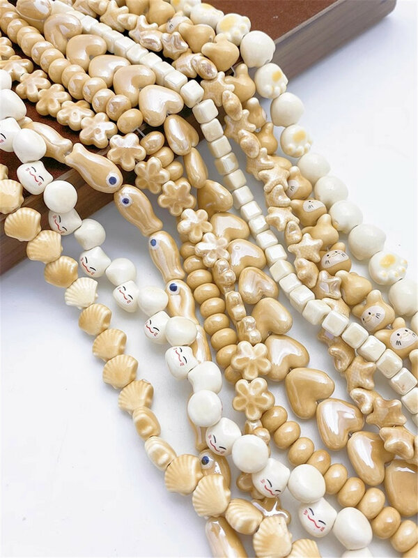 Adorabili perline di ceramica Love Cat Beads collana di braccialetti intrecciati a mano fai da te materiale di perline L463