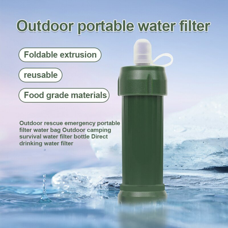 Purificateur d'eau de survie, filtre à eau de survie, 0.01 microns, urgence, extérieur, paille pour tempête