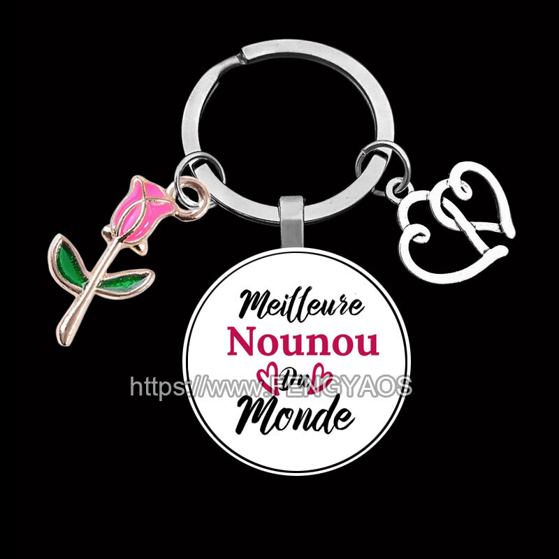 Französisch Merci Nounou Schlüssel anhänger Thanksgiving Geschenke für Kinder mädchen Schlüssel bund bestes Geschenk für Nounou