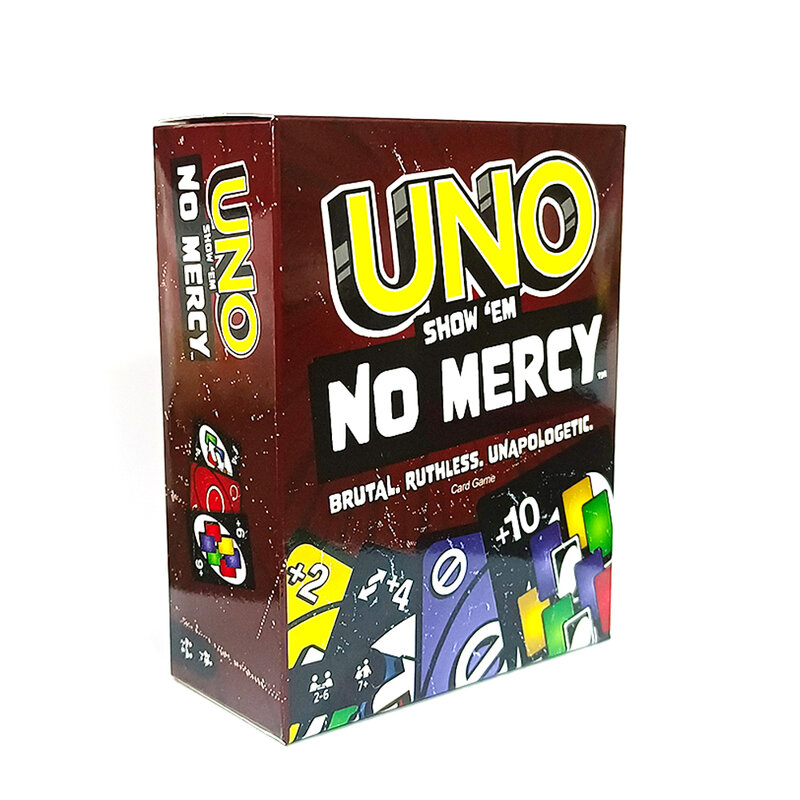 Uno flip! SHOWEM NO MERCY-Family Entertainment Board Game, Cartas Divertidas, Caixa de Presente, Jogo de Cartas Uno