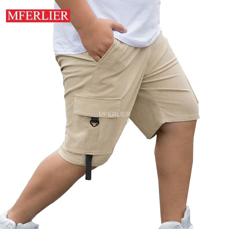 Pantalones cortos de verano para hombre, Shorts holgados de cintura elástica, 7XL talla grande, 140kg, 5XL, 6XL