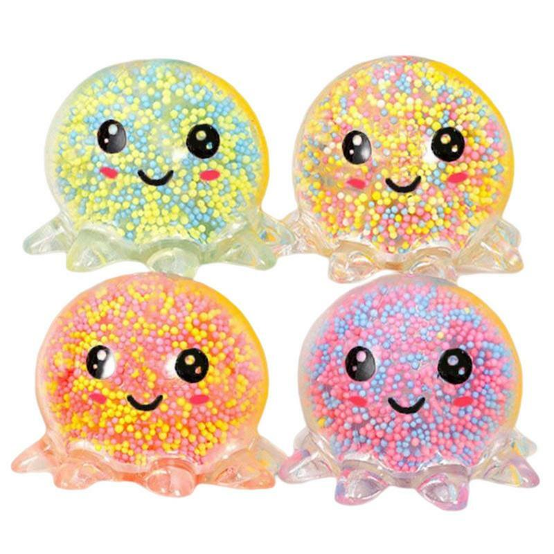 Juguete de pulpo brillante para apretar, Bola de ventilación de burbujas sensoriales de calamar suave, alivio del estrés divertido, regalos para niños y adultos