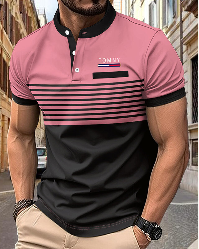 Europe United States New High-end Men's Shirt Short-sleeved Lapel Casual Relaxed Breathable Comfortable Fashion Polo T-short