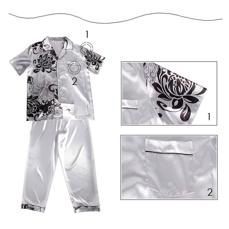 Мужская шелковая атласная пижама, пижамный комплект, домашняя одежда, одежда для сна, пижамы для мужчин