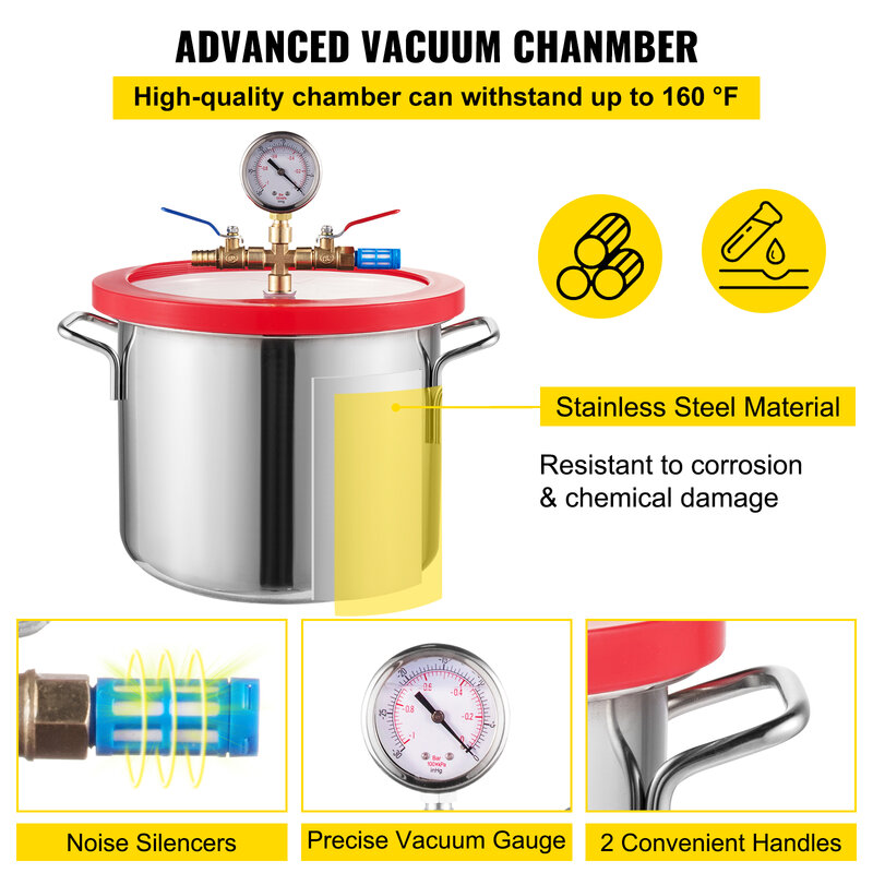 VEVOR pompa vakum Refrigerant 3CFM 4CFM, pompa vakum dengan 1.5-5 galon untuk AC rumah tangga, perawatan otomatis