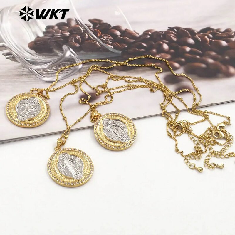 WT-MN987 WKT collana con medaglia di san benedetto in oro 18 carati di nuovo Design per regalo di gioielli religiosi cristiani