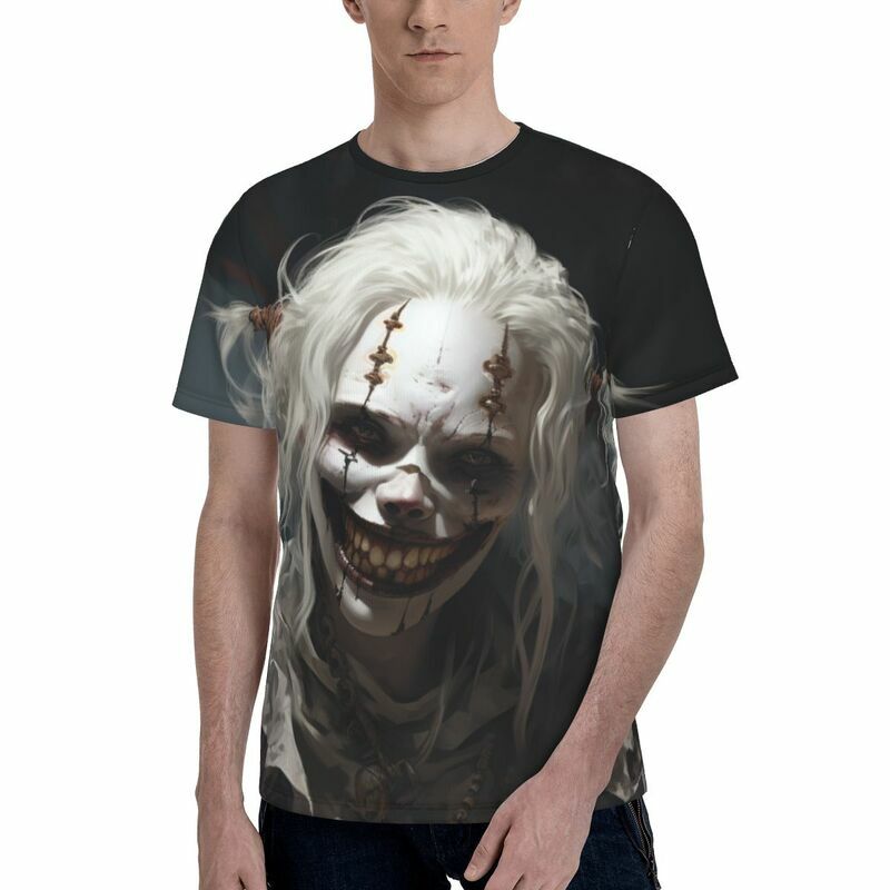 Camiseta con estampado 3D del Joker para hombre, Top de cuello redondo de manga corta, refrescante y transpirable, talla grande, a la moda, Verano