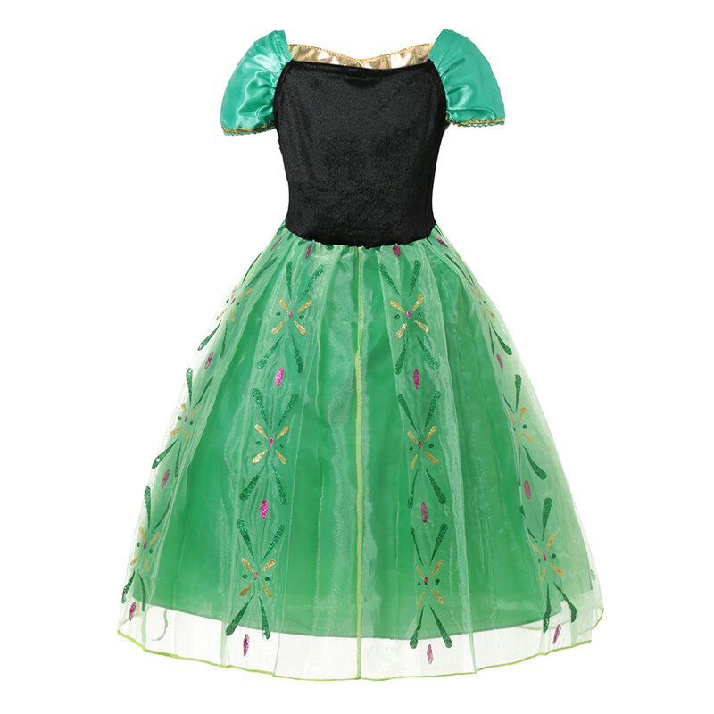 Disney Princess Anna Costume For Kids Girl 2024 Fancy Birthday Party Gown Children Clothes Summer Cosplay Dress Halloween 2-8Y