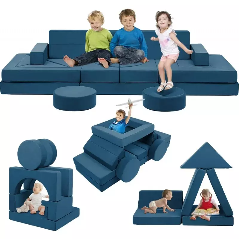 Modular Kids Play Couch - 22Pcs Nugget Couch for Playroom Bedroom Living Rooms Convertible Foam Furniture for Inspiring Child Cr