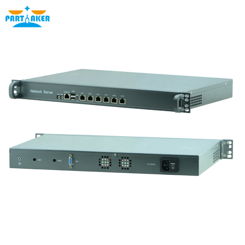 Partaker 1U Hardware per Firewall per montaggio su rack Intel Celeron 3855U J1900 con 6 Server Router LAN pfSense OPNsense