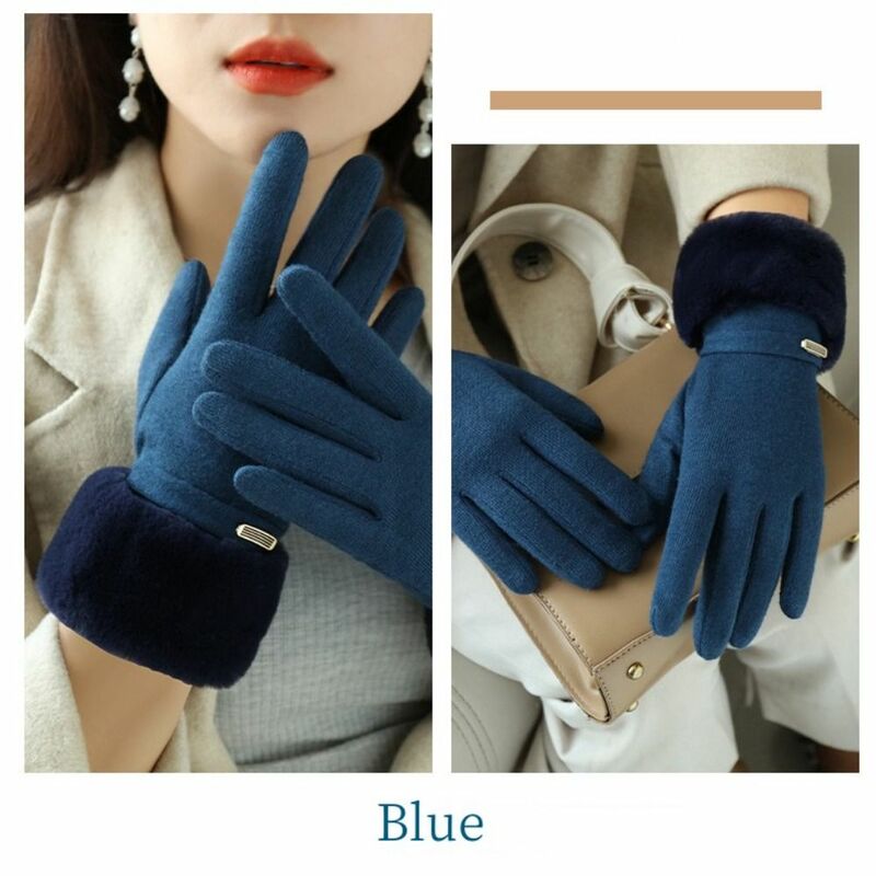 Nadgarstek zamsz rękawiczki damskie jakości zagęszczony pluszowy ekran dotykowy zimowe rękawiczki utrzymują ciepło rękawiczki do jazdy pań