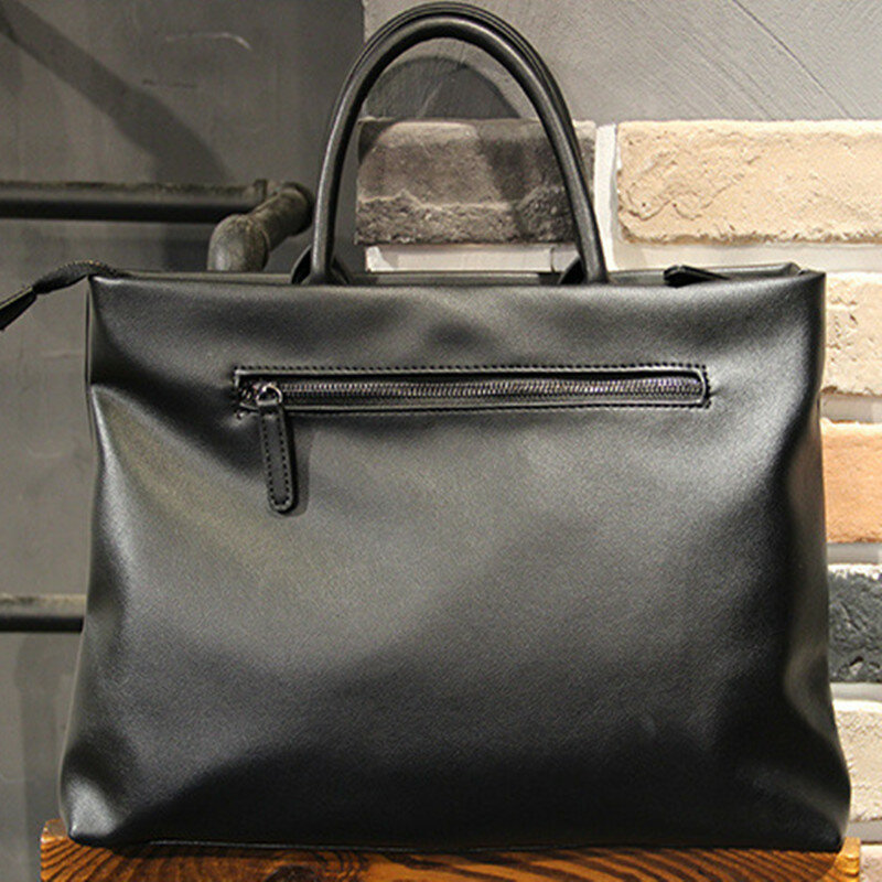 Деловой мужской портфель из искусственной кожи на молнии, роскошная сумка, повседневная черная Модная тонкая сумка для ноутбука