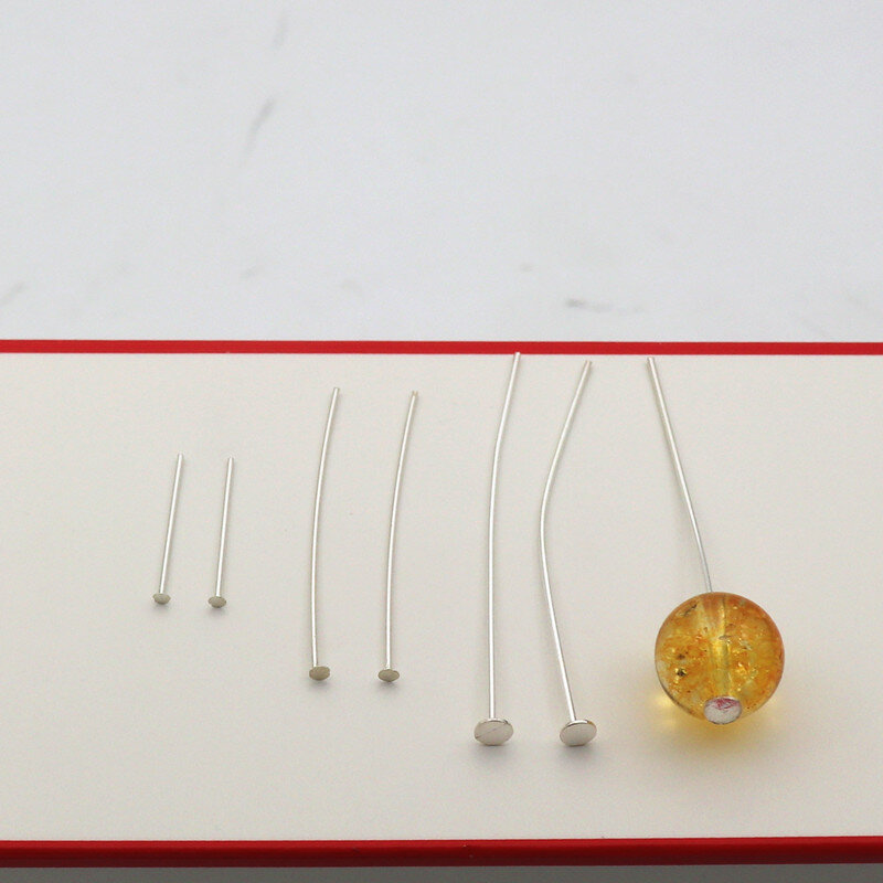 Headpin sólido 925 prata esterlina eyepin para contas diy jóias t-pin cabeça pino simples acessórios que fazem componentes