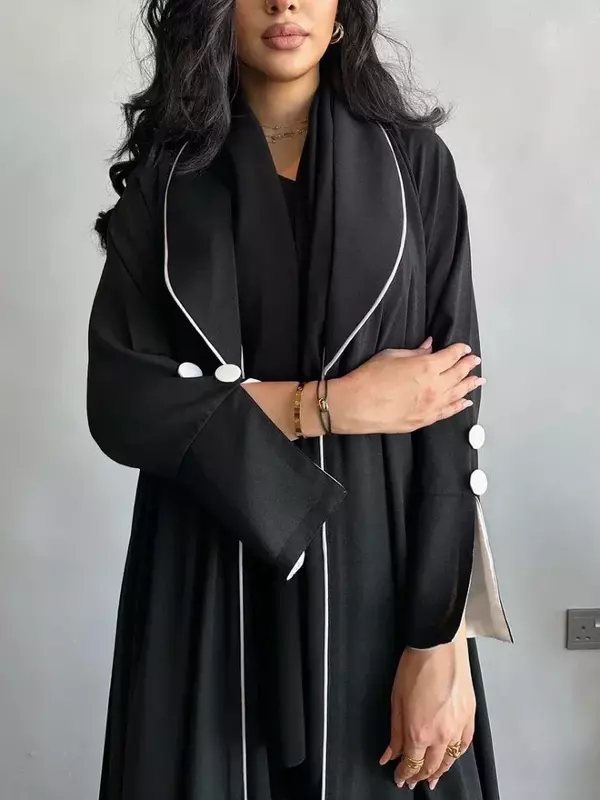 Elegante bottone manica divisa manica musulmana Abaya per le donne Abaya Maxi abiti marocco caftano turchia arabo abito lungo 2023