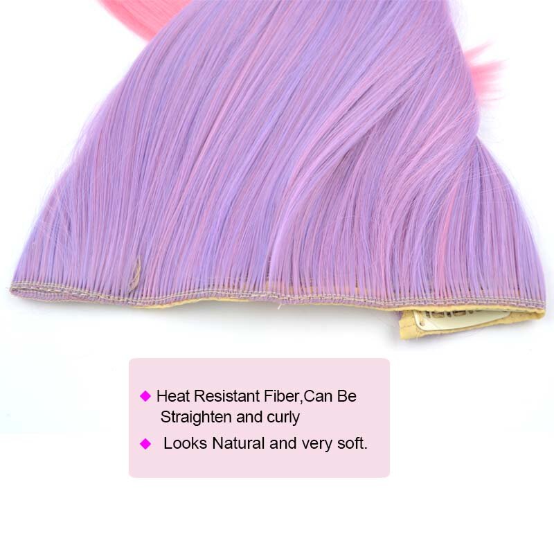 Zolin Straight Synthetic Hair One Piece With 5Clips Clip In Hair Extension Colorful Ombre Color Halloween Cosplay Hairpieces