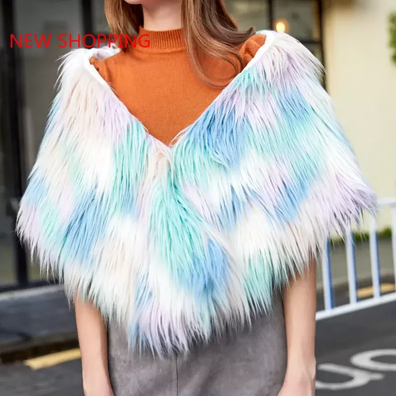 2023 Dames Winterjas Faux Fur Hoge Kwaliteit Fashion Gilet Multicolor Harige Natuurlijke Harige Vrouwen V-Hals Dames Bont Tops