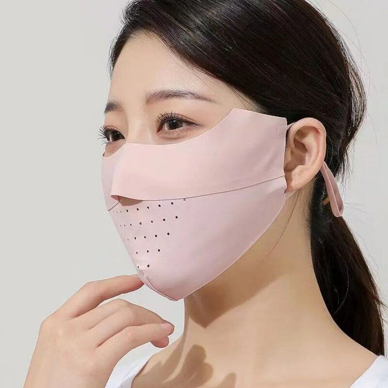 Masker berkendara กันฝุ่นป้องกัน UV ผ้าไอซ์ซิลค์หน้ากากปิดหน้าปิดหน้าหน้ากากกรองแสงปกป้องใบหน้าทำจากไหมน้ำแข็งแห้งเร็วสำหรับฤดูร้อน