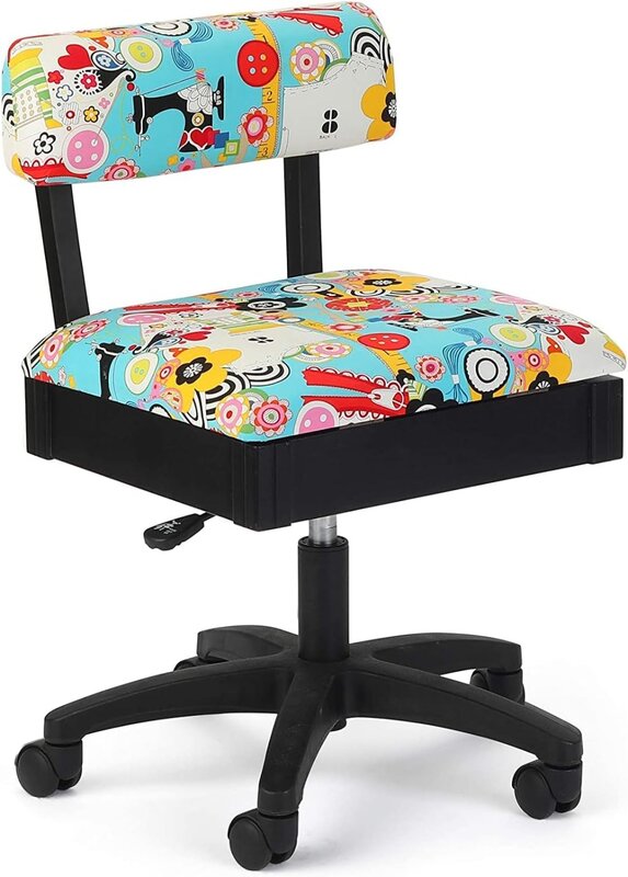 Arrow SeOO- Chaise de couture hydraulique réglable, H6880, chaise de couture et d'artisanat, rangement sous le siège, tissu imprimé, coudre maintenant