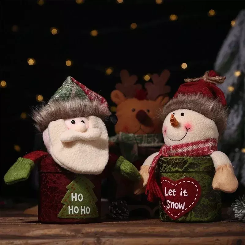Xmas New Year DIY Christmas Temperament Candy Jar Santa Claus Gift Box Snowman Apple Boxes Children's Cartoon Doll Decoration