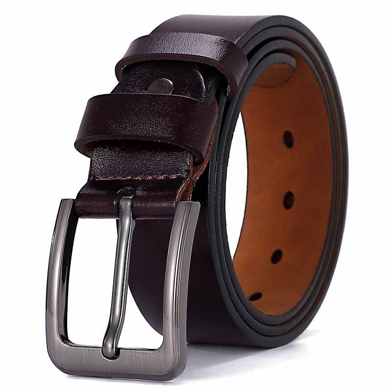 Cinturón de talla grande para hombres y mujeres, correa de aleación de cuero genuino, Pin de Metal, hebilla de cintura, 105, 110, 120, 130, 140, 150, 160 cm, 170