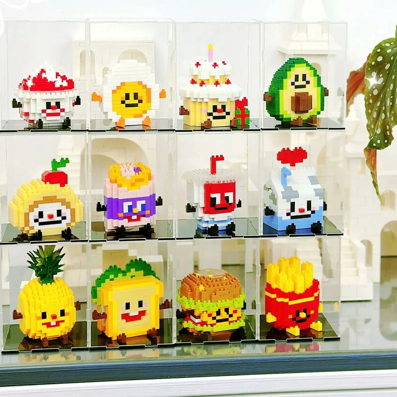 Zabawne klocki mikro-cząsteczkowe Happy Eat and Play Series wibrujące awokado ananasowe zabawki edukacyjne dla dzieci