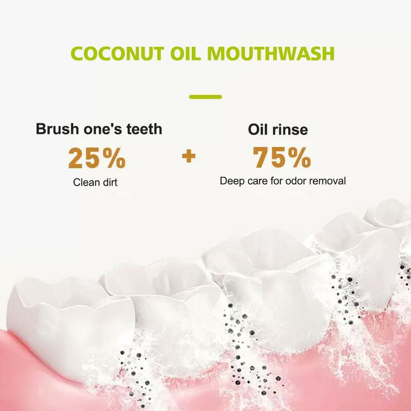 Olej kokosowy płyn do płukania jamy ustnej 237ml, aby pomóc w świeży oddech wybielaniu zębów i zdrowszych zębach i dziąsłach