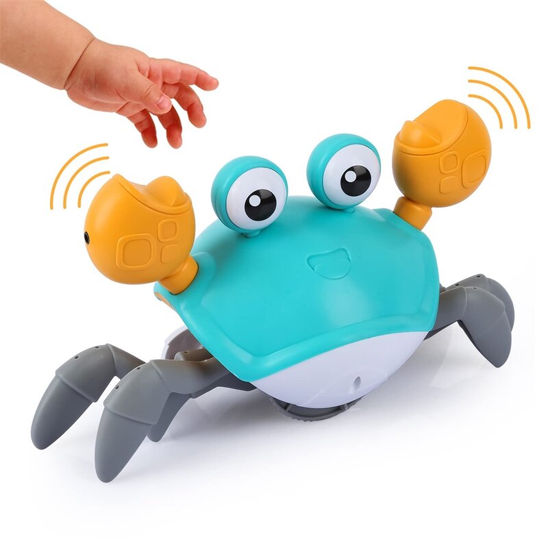 Mainan berjalan kepiting induksi elektronik anak-anak mainan musik hewan peliharaan bayi mainan edukasi anak mainan suara Natal