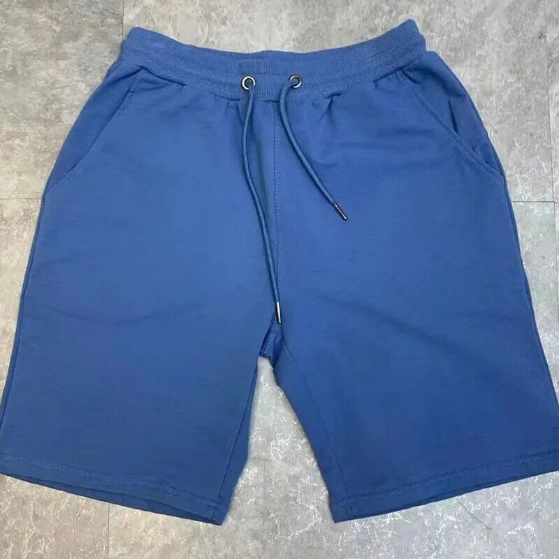 Pantalones cortos de algodón 100 para hombre, Shorts informales de 40-100% KG, con cordón en la cintura, en negro, blanco, amarillo y rosa, y 5XL 4XL, novedad de verano
