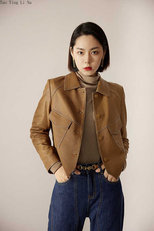 Tao Ting Li Na Women New Real Sheep Leather Coat giacca in pelle di montone Foam W5
