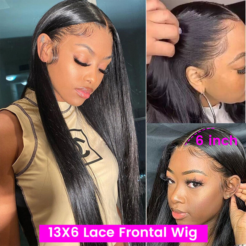 40 Inch Brazilian Straight Lace Front Wigs Human Hair 13x6 Pre Plucked HD Transparent Lace Frontal Wig 4x4 Closure Wig For Women