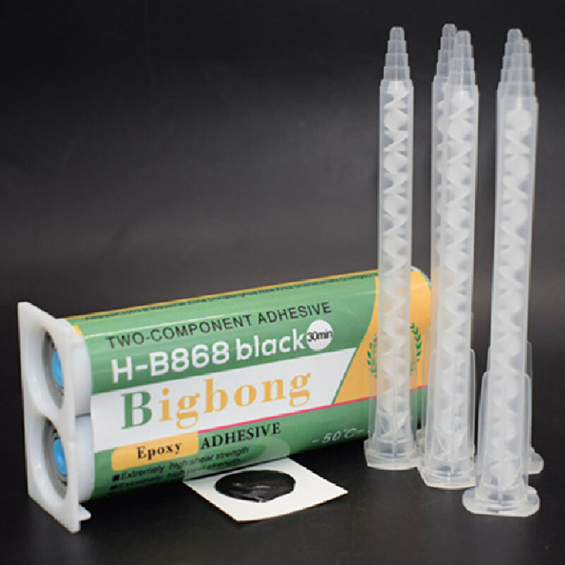 Adesivo de resina epóxi preta AB Glue, Bico Misturador Estático, Dicas Mistura, 17 Elementos, 2 Partes, 1:1, 50 ℃,-50 ℃,-120 ℃, 5PCs
