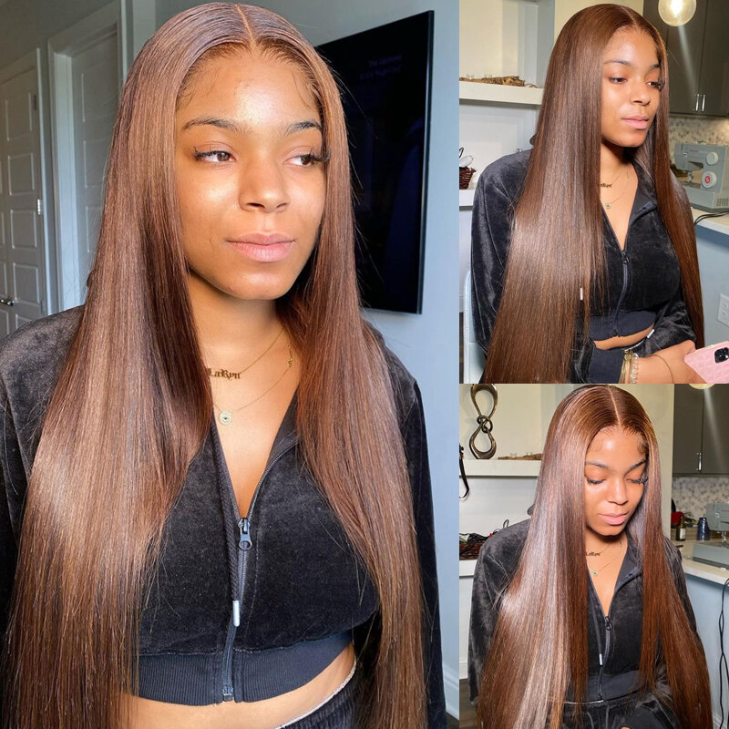Luxdiva-女性用の人間の髪の毛の延長,チョコレートブラウン,ストレート,2 #4,ライトブラウン,レミーの人間の髪の毛のエクステンション,2個のバンドル