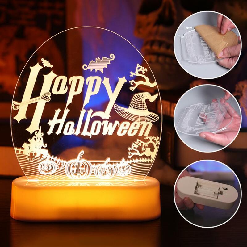 Halloween Nachtlicht bunte Kürbis Schädel 3d Acryl Illusion Schreibtisch lampe Ornamente Halloween dekorative Licht Party
