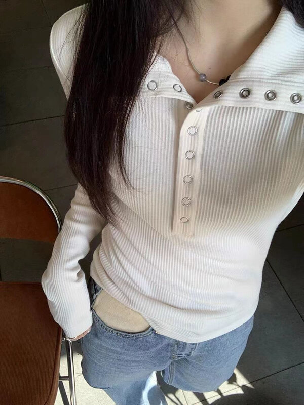 Pull tricoté à manches longues pour femmes Y2K, Streetwear coréen, Vintage, tricot, Slim Fit, bas, 2023