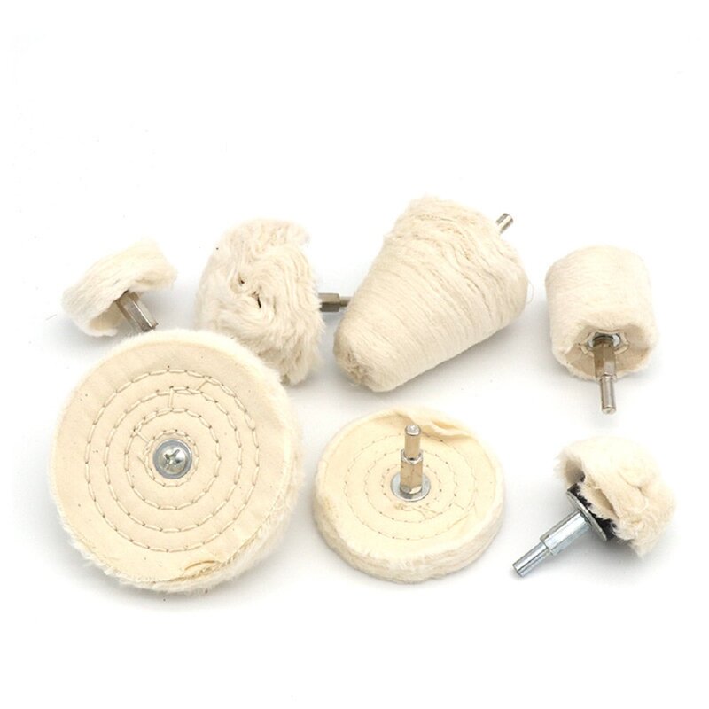 1 Pcs 6mm Shank Cotton Polishing Wheels Cloth Buffing Wheel Grinder for Jewelry Wood Metal Abrasive Tools Cone Brush