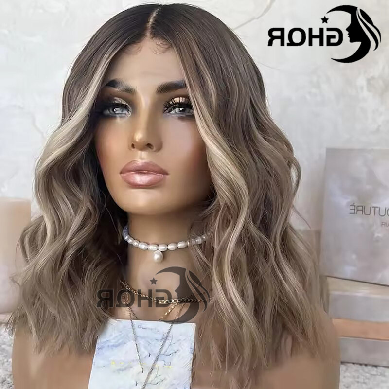 13x4 Ash Blonde Lace Front Wig Human Hair Highlight Natural Wave Colored Ombre Transparent 360 Lace Frontal Wigs Brazilian Gluel