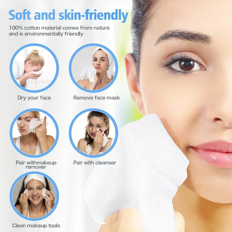 1pack 80pcs for face body disposable face towel travel cotton make-up cleaning soft dry and wet washcloth 100% cotton face towel