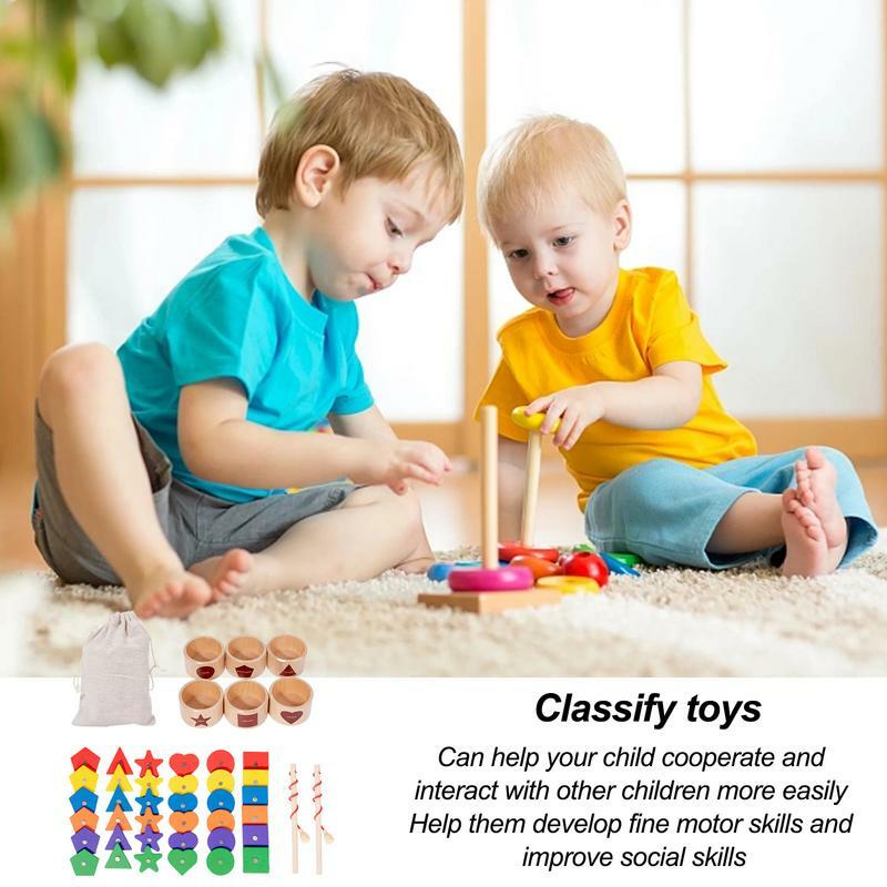 Juguetes de clasificación de Color y forma, juego de clasificación de Color, reconocimiento de forma de Color, juguetes educativos para niños, niñas, Montessori, madera
