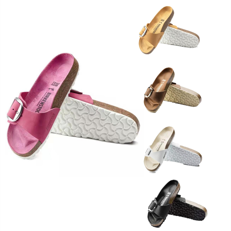 Sandalias de playa con punta abierta para mujer, chanclas de fondo plano con botón Quare, sandalias grandes ajustables, zapatos cómodos de verano, 2024