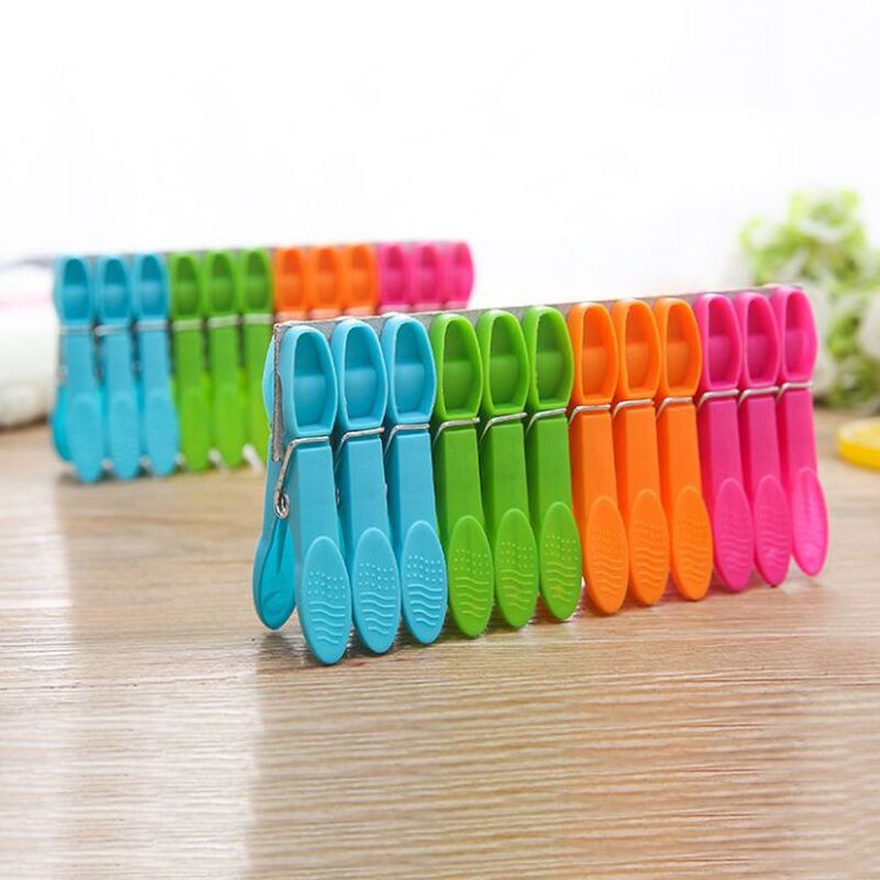 24Pcs Clothespins Hanging Pegs Clips Plastic Hangers Racks Laundry Clothes Pegs Clamps Towel Clips Home Storage Hooks