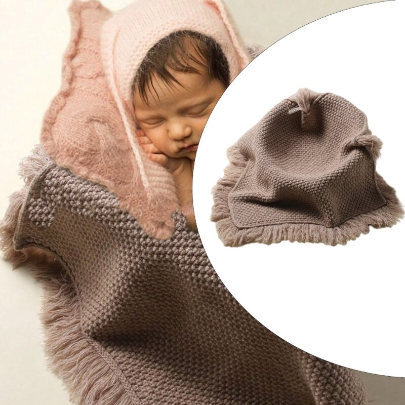 67JC Newborn Photo Prop Blanket Knitted Blanket Posing Stuffer Lovely Baby Photography Prop Create Beautiful Memories Gift