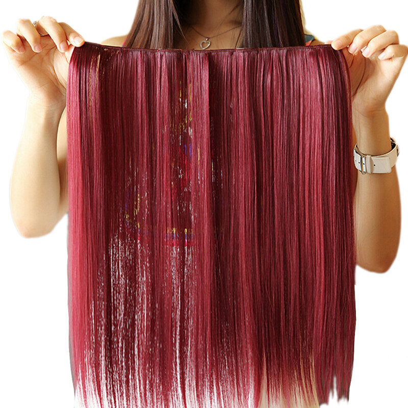 Soowee-Straight Clip na extensão do cabelo, cabelo sintético, 9 cores, vermelho, rosa, branco, Cosplay Hairpiece, arco-íris, cabelo natural