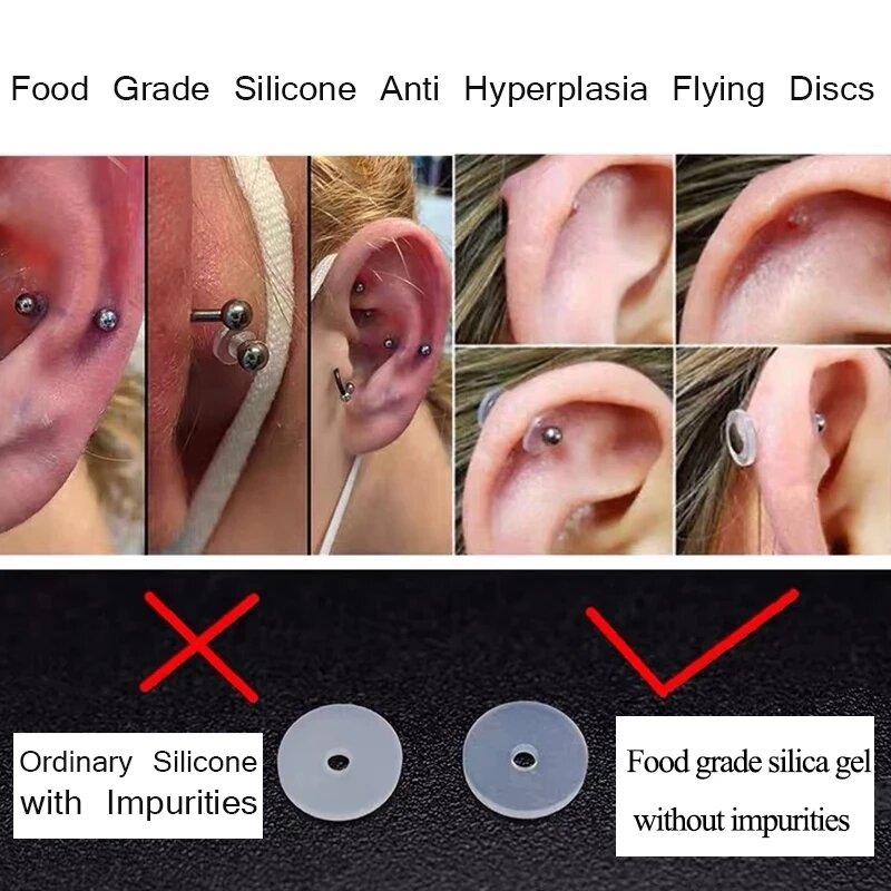 Aoedej 6-200P Siliconen Piercing Healing Discs Anti Invaginatie Flexibele Anti Hyperplasie Voor Earring Back Geen Pull Piercing disc