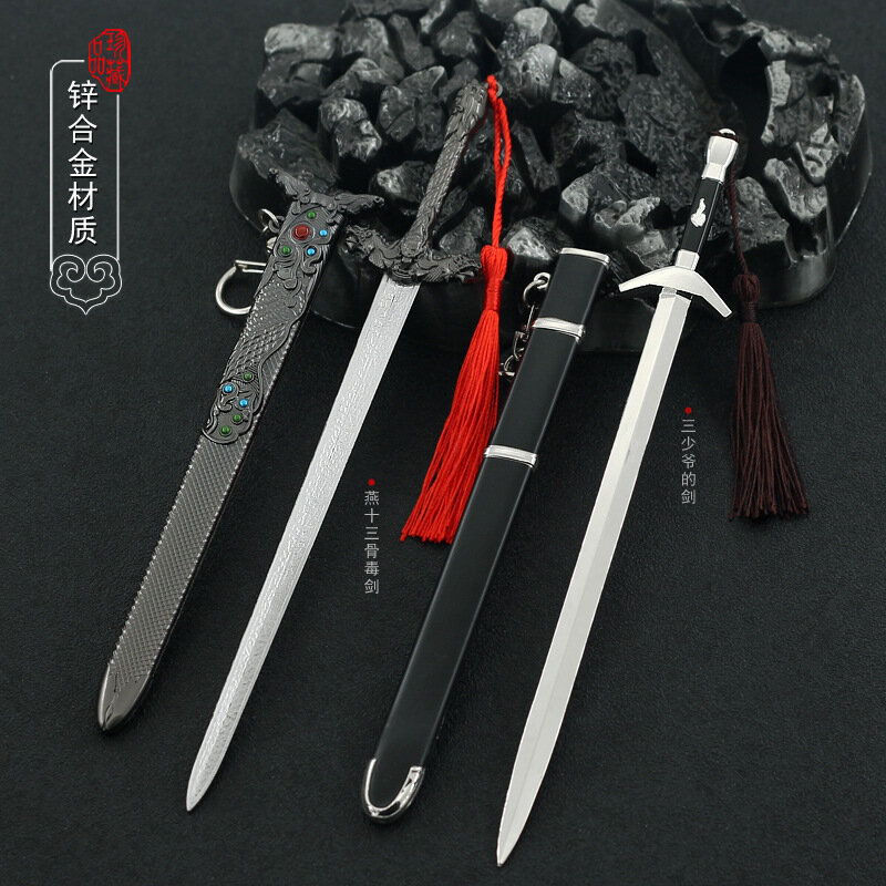 Nożyk do listów miecz Vintage nożyk do listów słynny chiński miecz broń ze stopu wisiorek broń Model dynastii Tang