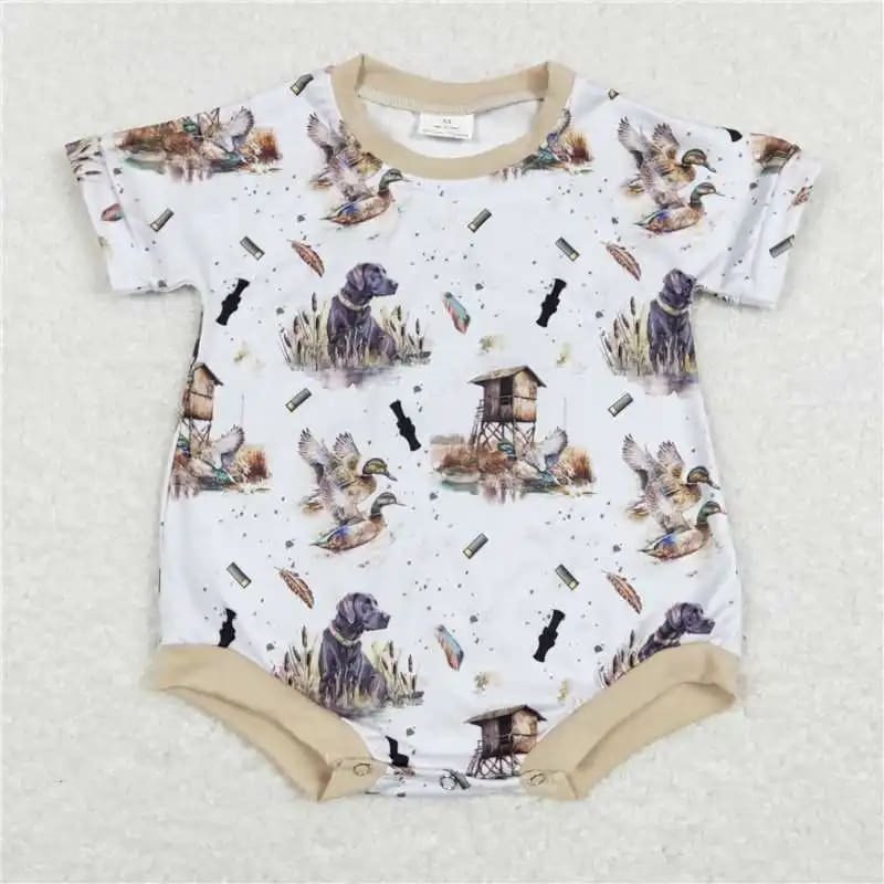Wholesale Toddler Baby Boy Ducks Romper Newborn Summer Short Sleeves Zipper Shorts One-piece Kids Children Hunting Clothing