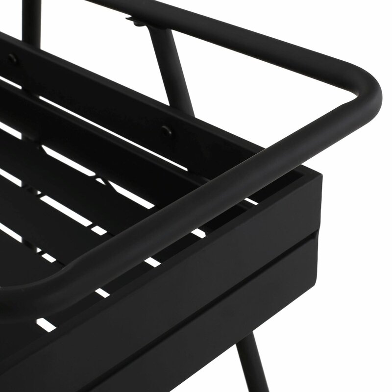 Wolfeboro-Outdoor Metal Bar Cart, preto fosco, 2 camadas