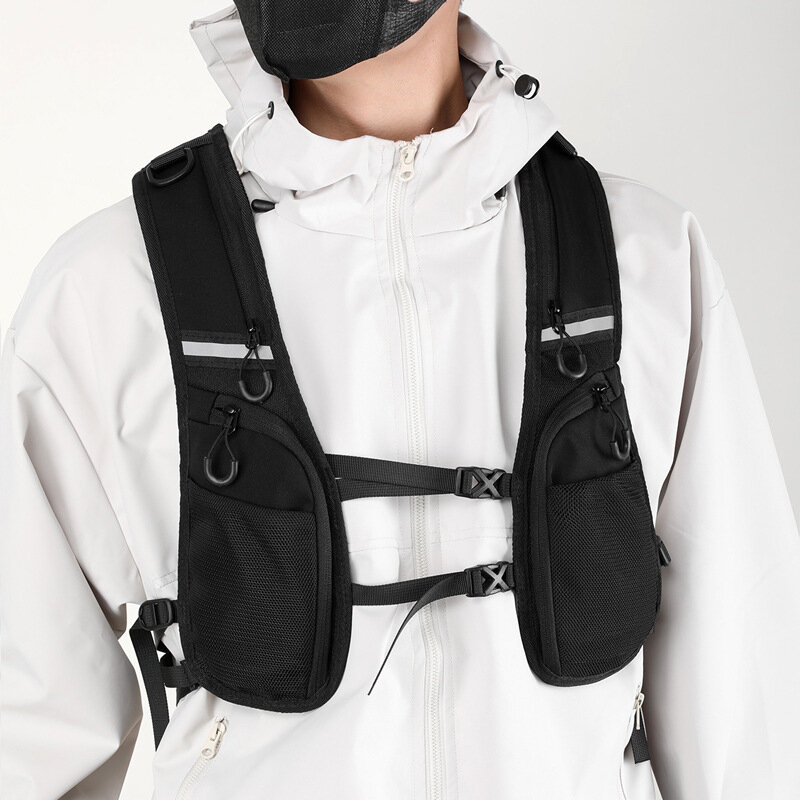 Hip-hop tas Rig dada Streetwear untuk pria mode tahan air 2024 rompi baru fungsi tas dada ransel penyimpanan kantung nilon 가가