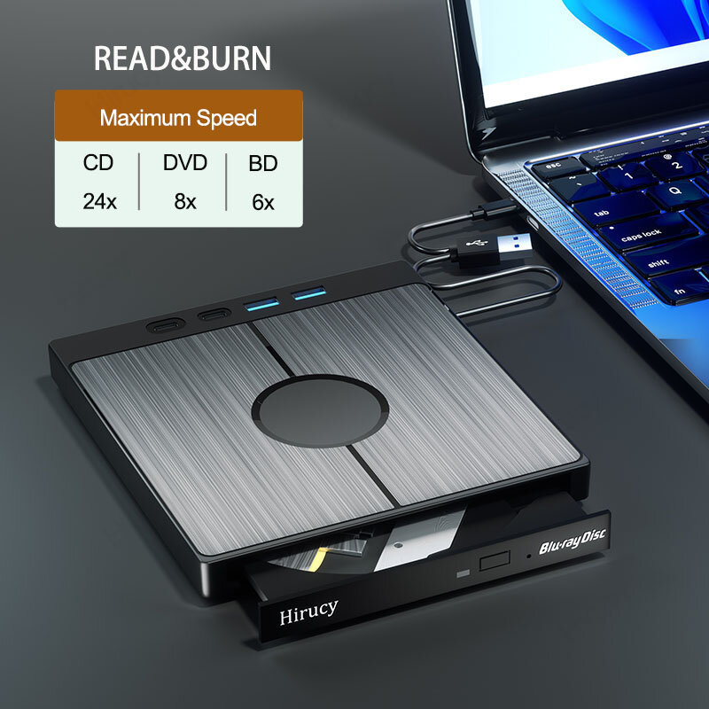 Unidad Bluray externa USB 3,0 BD, reproductor de CD-RW de DVD, lector óptico portátil con ranura para tarjeta SD/TF para ordenador portátil, PC y Mac