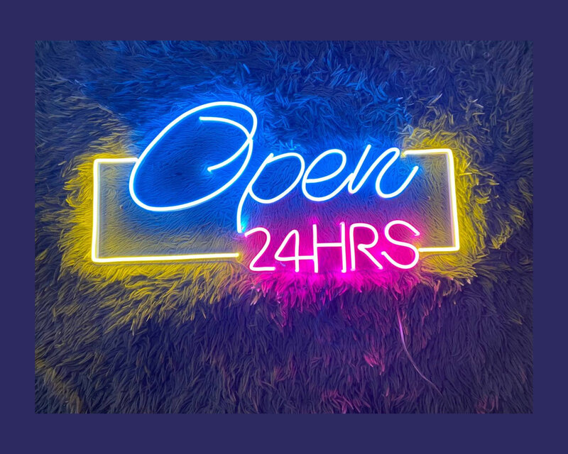 Letrero de neón abierto de 24 horas, señal de bienvenida para decoración de Pub, Bar de negocios, letrero Led personalizado, luces LED abiertas, letrero abierto moderno