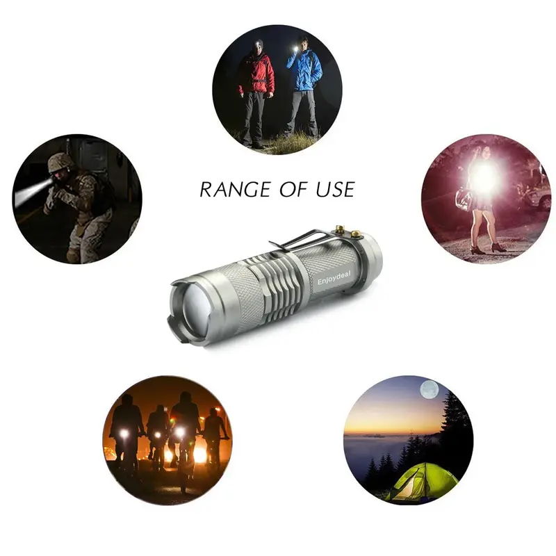 Minilinterna LED ultrabrillante, 1 piezas, resistente al agua, para acampar, senderismo y ciclismo